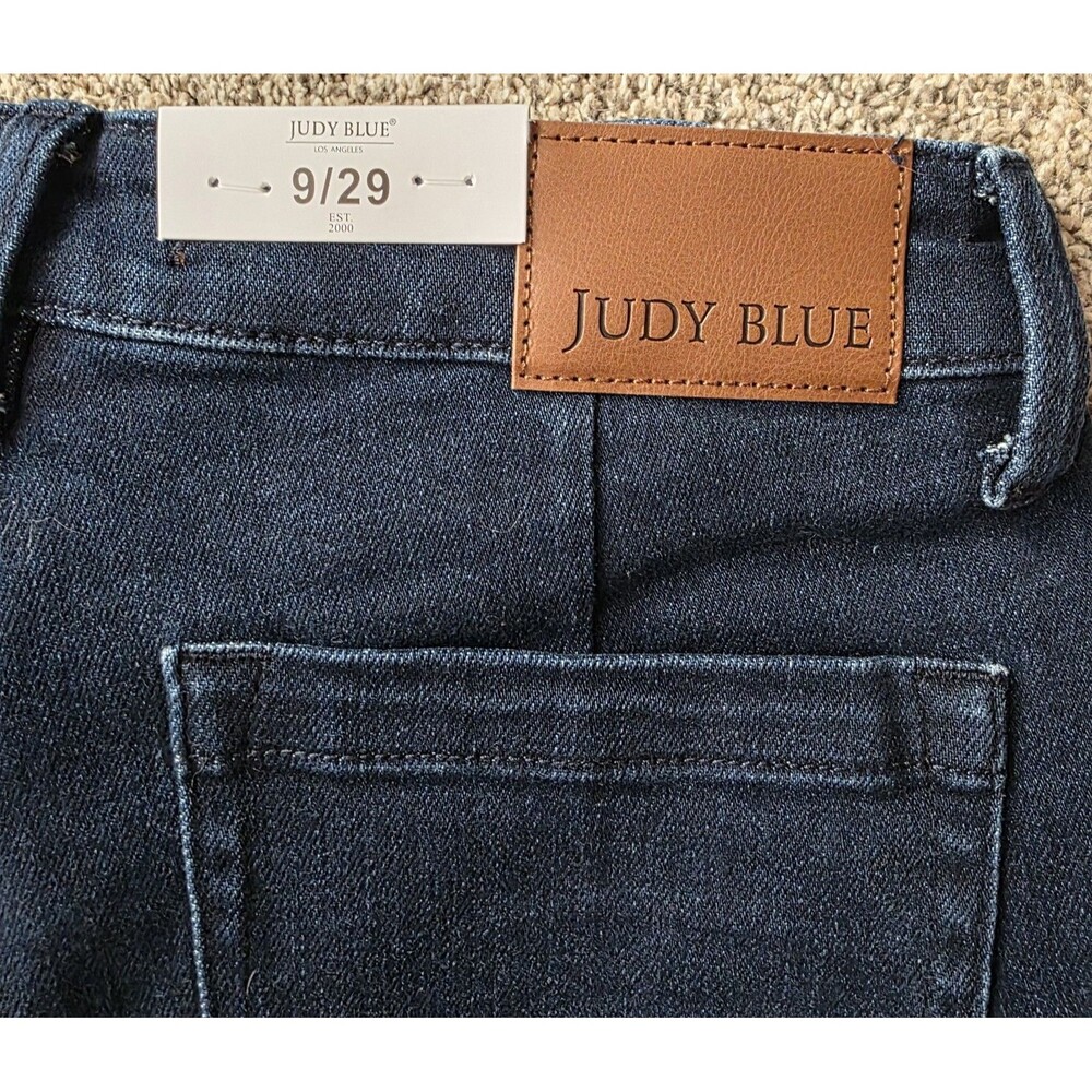 NWT Judy Blue Jeans Size 29 Dark Denim Utility Knee Patch High Rise - Picture 4 of 12